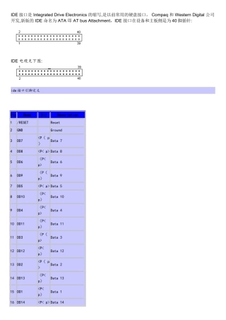 ide硬盘接口定义和引脚说明