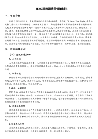 ILYS项目网络营销策划书