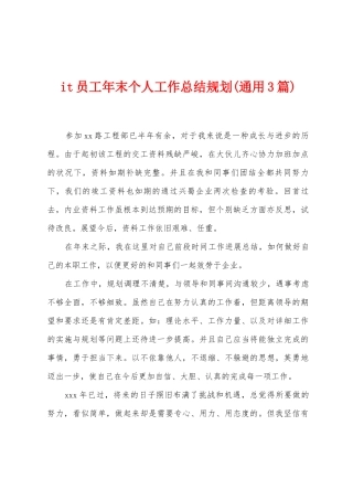 it员工年末个人工作总结规划