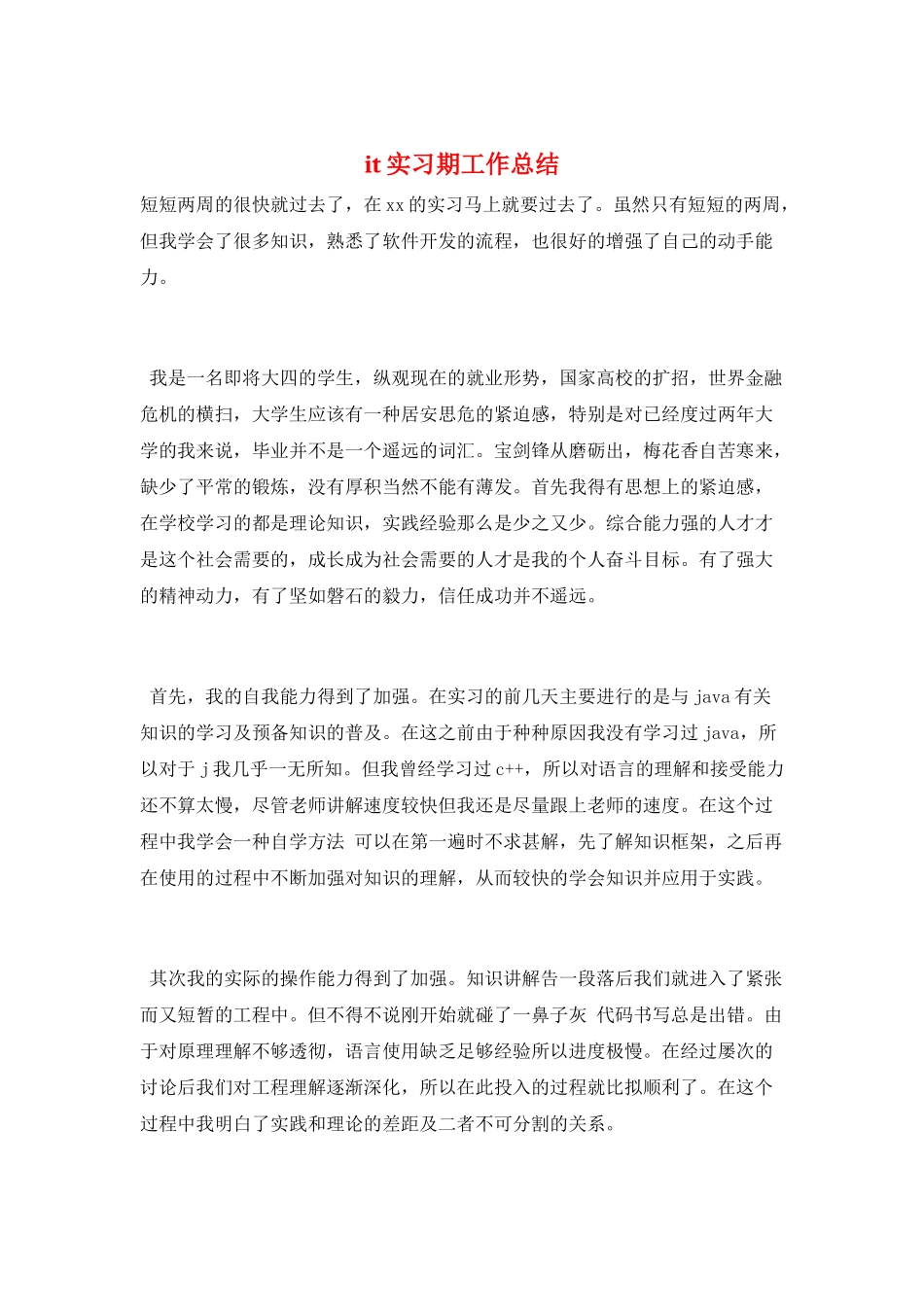 it实习期工作总结_第1页