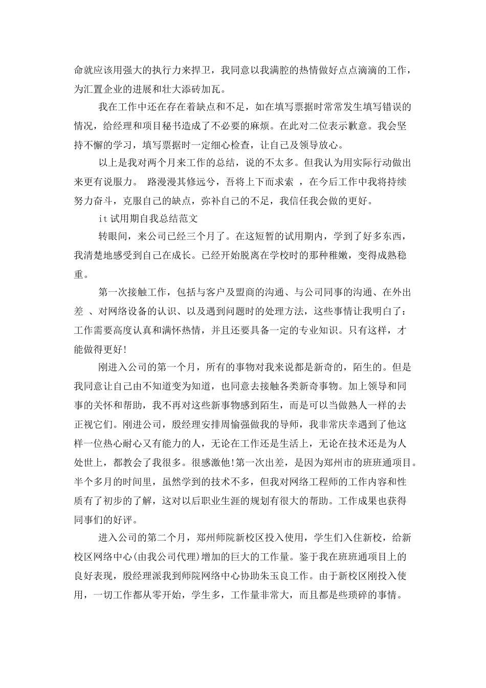 it工程师的转正工作总结范文_第2页