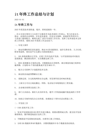 it年终工作总结与计划