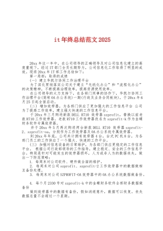 it年终总结范文2025年