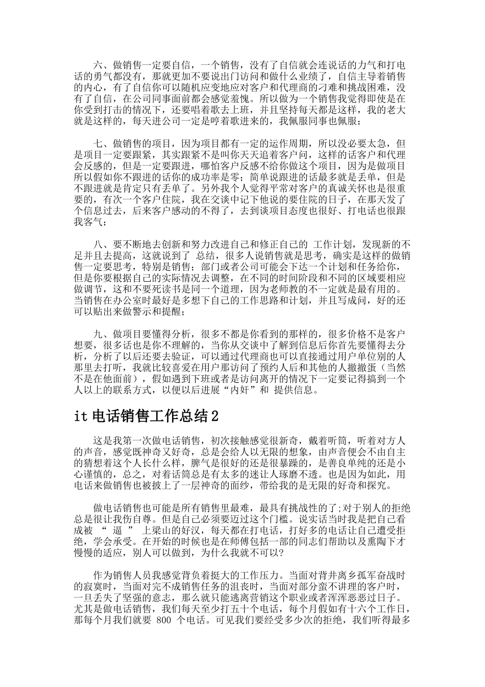 it电话销售工作总结_第2页
