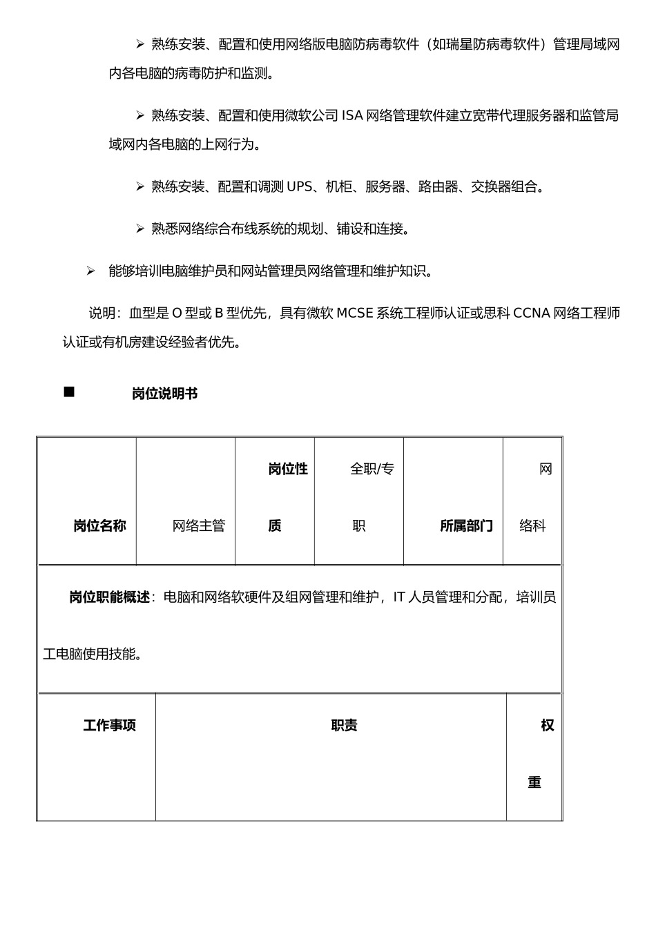 IT部门设置及岗位说明书_第3页
