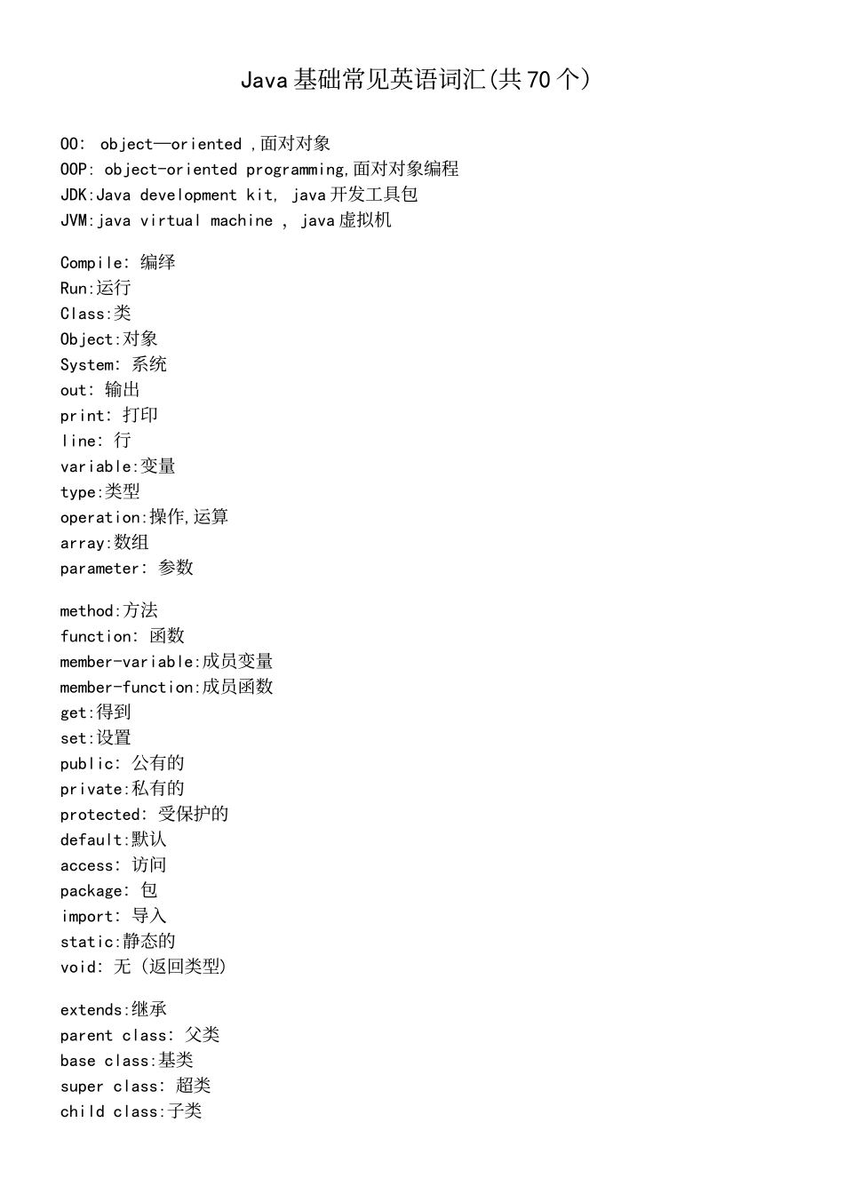 JAVA编程常用英文单词汇总_第2页