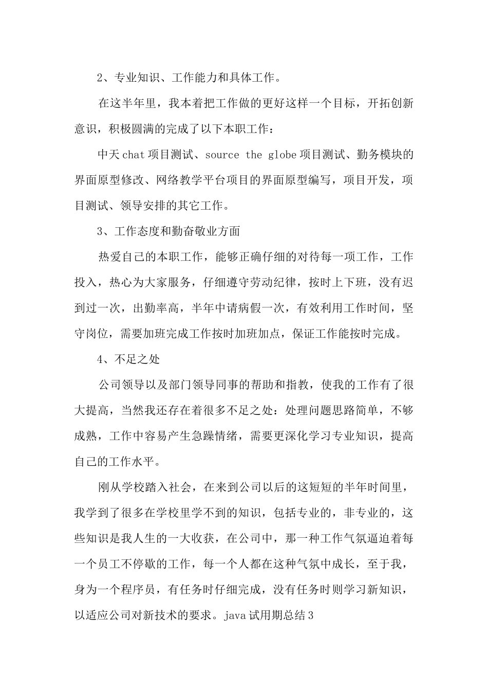 java试用期总结800字心得_第2页