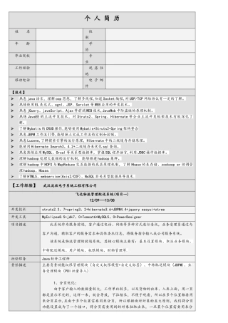 Java软件开发工程师简历
