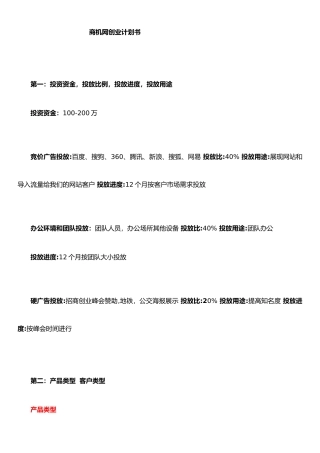 JM3158商机网创业计划书