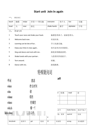 Join in 五年级下册重点