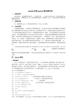 matlab实现apriori算法关联分析源代码