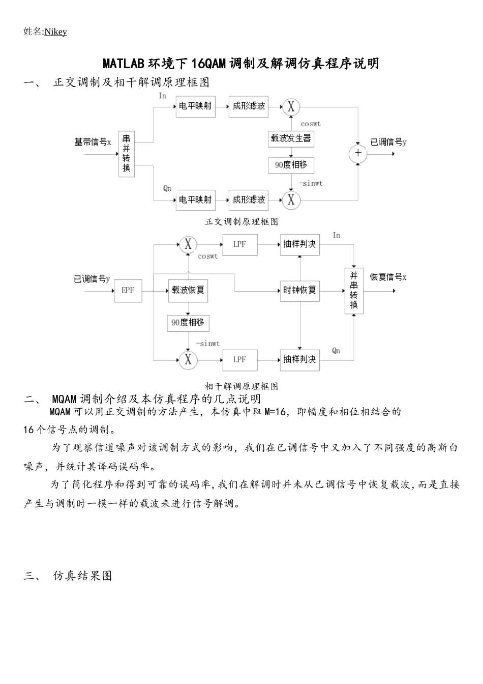 MATLAB环境下16QAM调制及解调仿真程序说明_第1页