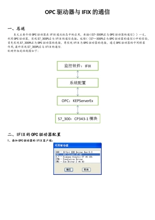 OPC驱动器与IFIX的通信