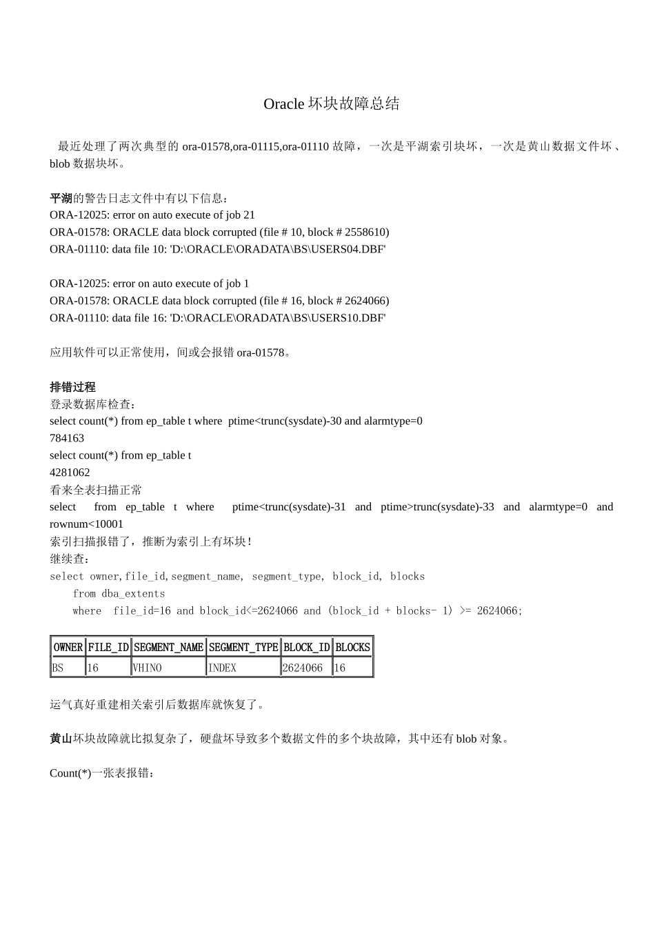 Oracle坏块故障葵花宝典_第1页