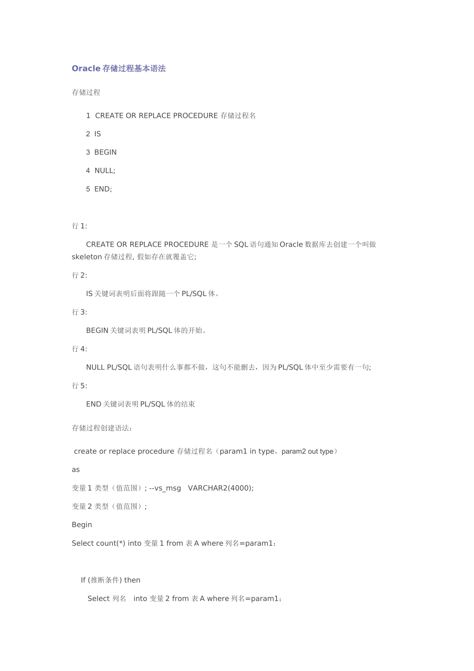 Oracle存储过程基本语法_第1页