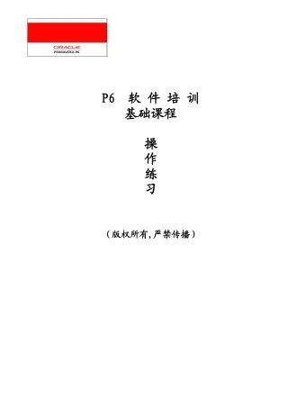 P6软件实用操作练习讲解