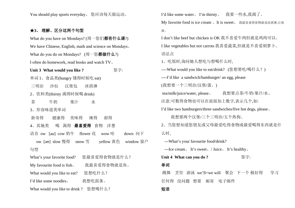 PEP五英上册总复习资料_第2页