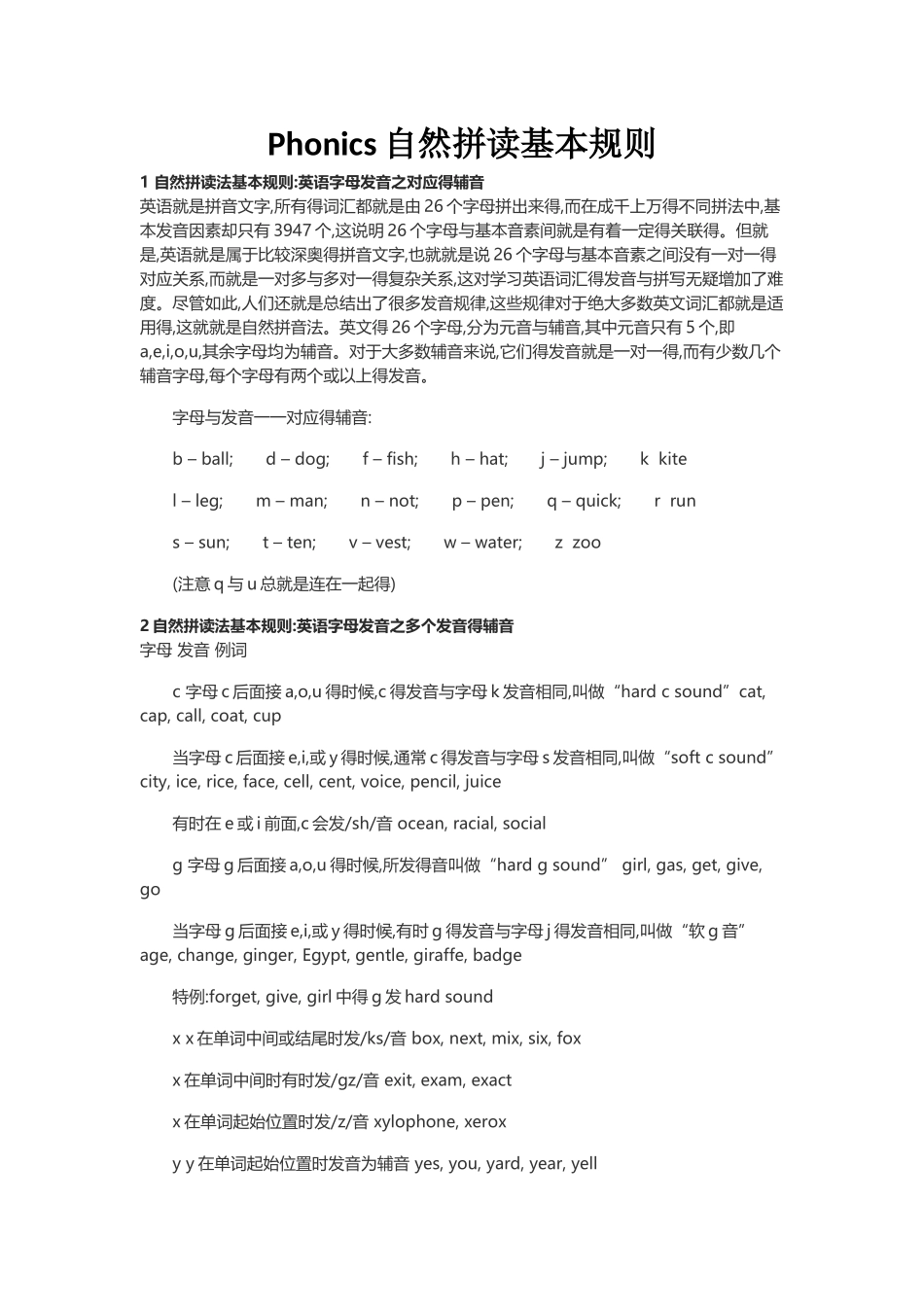 Phonics自然拼读基本规则_第1页