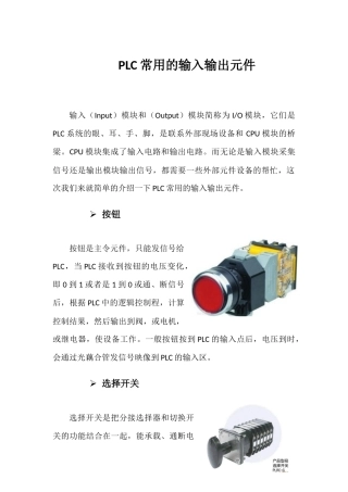 PLC常用的输入输出元件