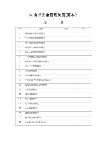 SC食品安全管理制度