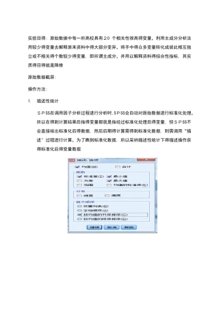 spss主成分分析报告