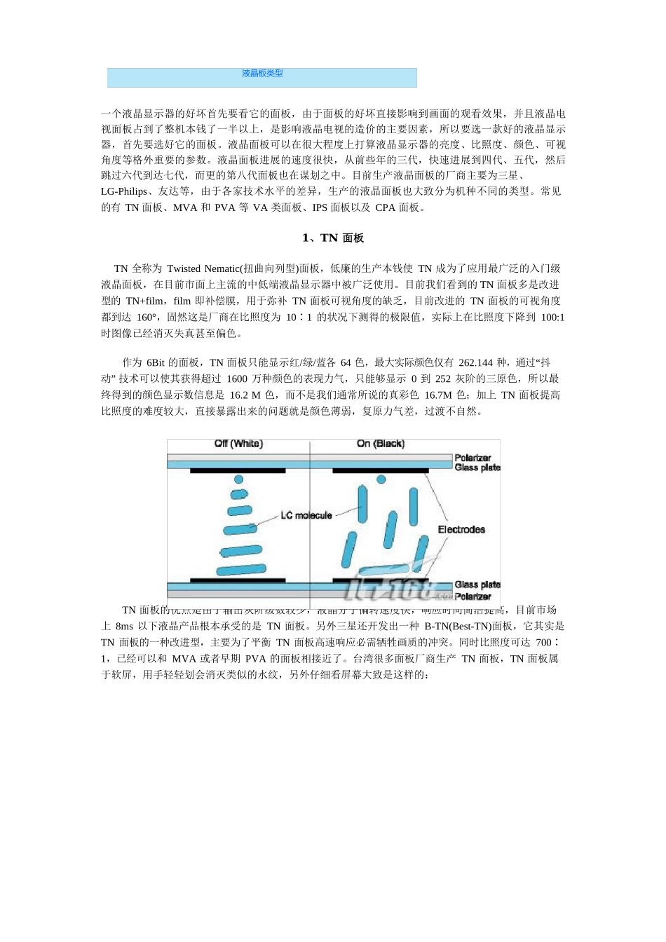 TFTLCD专业术语解释面板类型_第1页