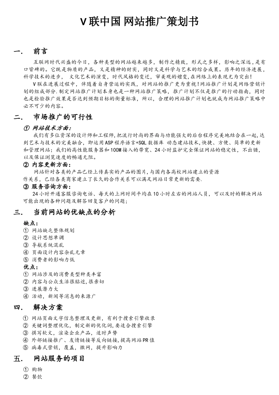 V联中国网站推广策划书_第1页