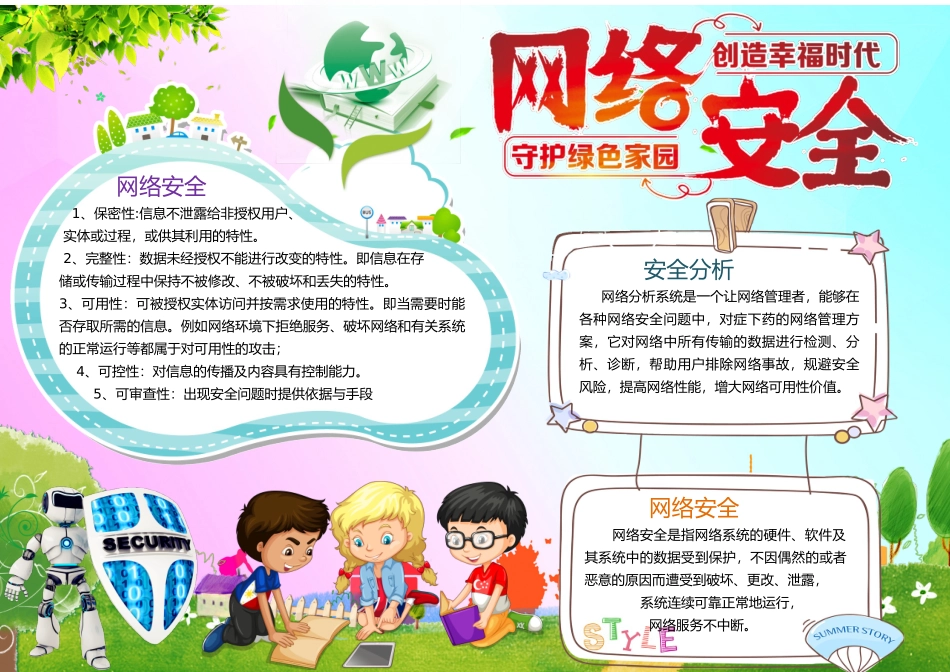 word模板：网络安全进校园小报手抄报word模板_第1页