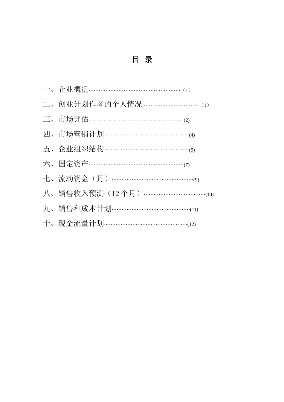 WPS创业计划书模板_第2页