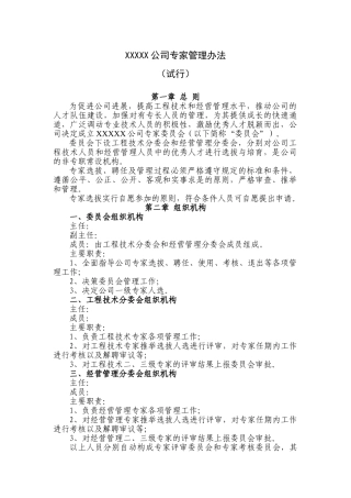 XXXXX公司专家管理办法