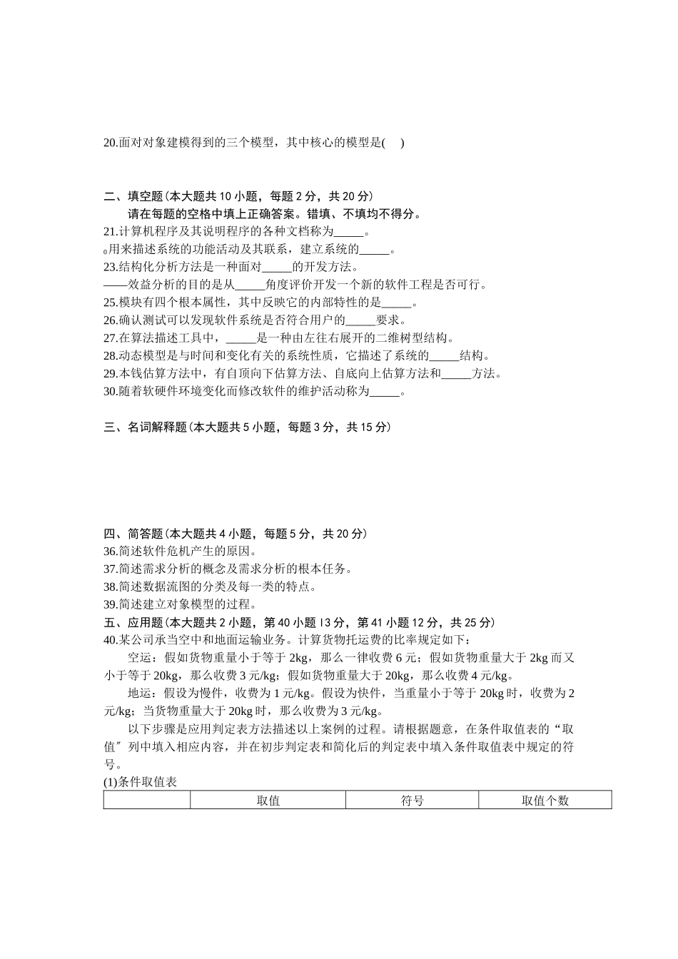 XXXX年10月全国自学考试软件工程试卷_第3页