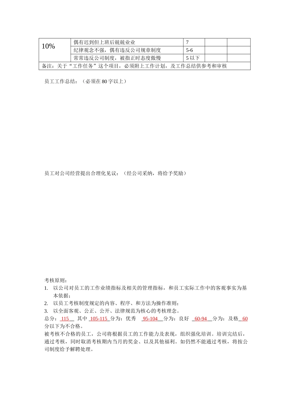 XXX连锁超市员工绩效考核表_第2页