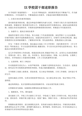 XX学校团干部述职报告