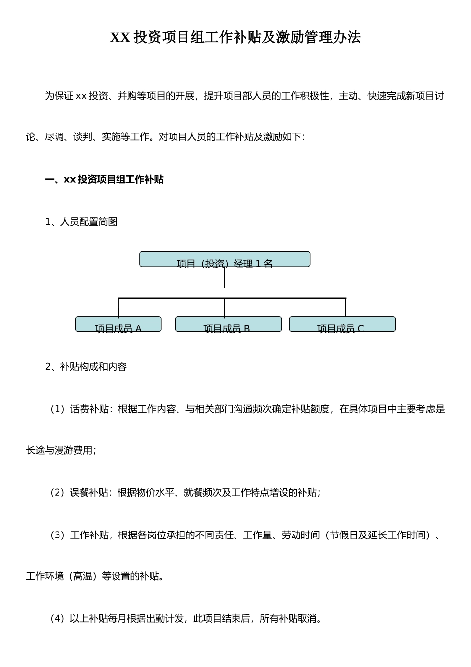 XX投资项目组激励管理办法_第1页