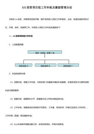 XX投资项目组激励管理办法