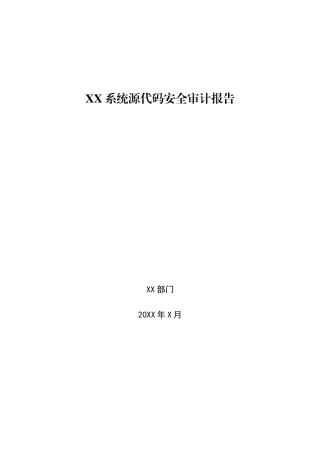 XX系统源代码安全审计报告