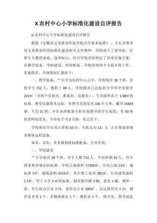 X农村中心小学标准化建设自评报告