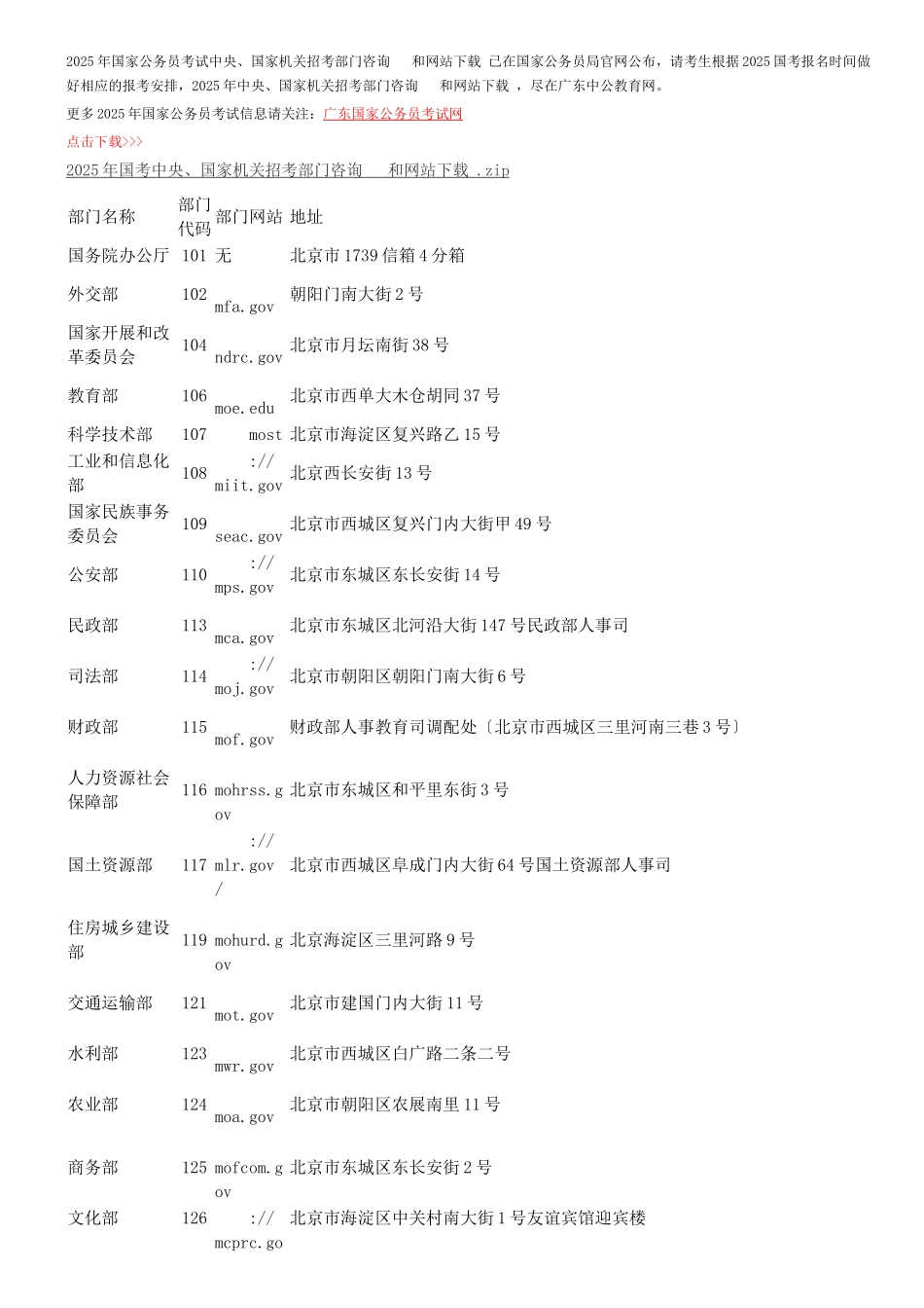 X年国考中央-国家机关招考部门咨询电话和网站下载_第1页