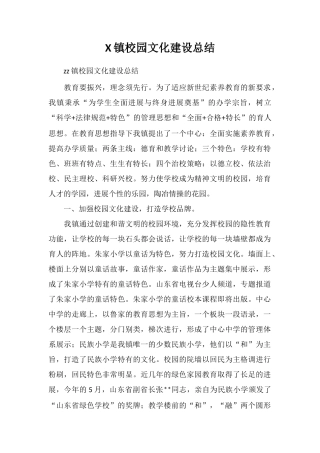 X镇校园文化建设总结