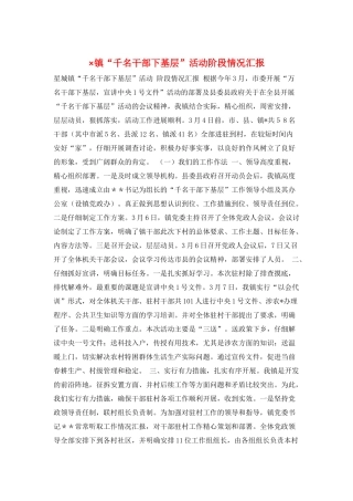 ×镇“千名干部下基层”活动阶段情况汇报