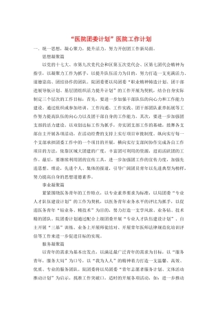 “医院团委计划”医院工作计划