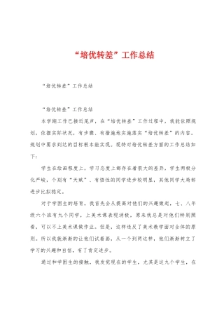 “培优转差”工作总结