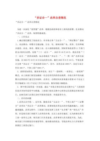“多证合一”改革自查情况