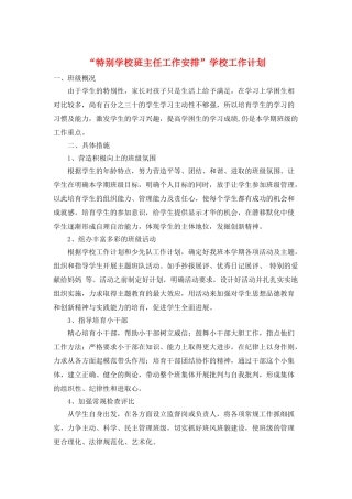 “特殊学校班主任工作安排”学校工作计划