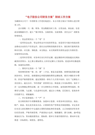 “电子股份公司财务计划”财政工作计划