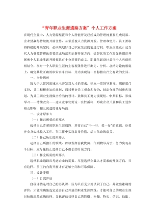 “青年职业生涯通路计划”个人工作计划