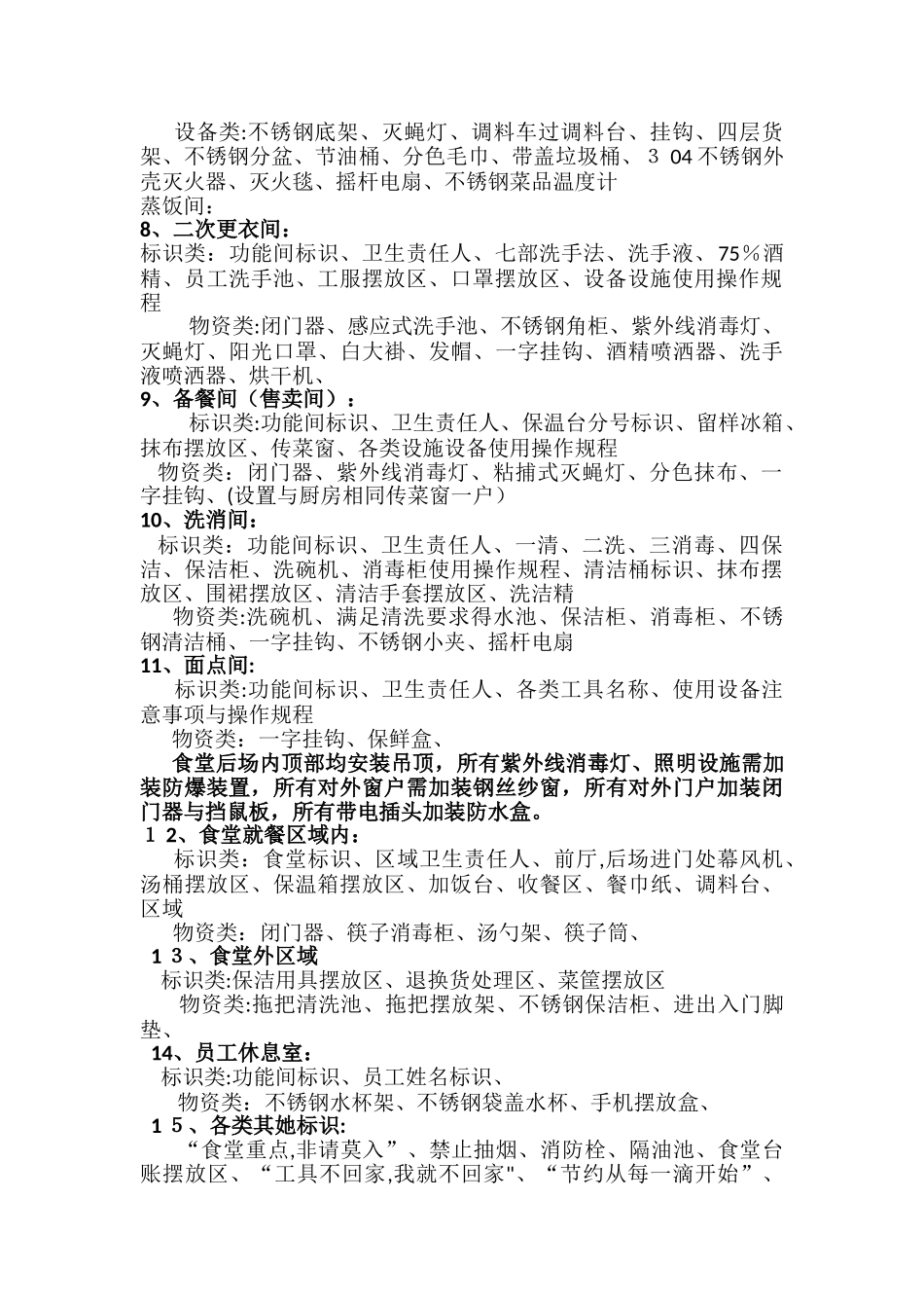 “食堂五常”使用明细清单_第2页