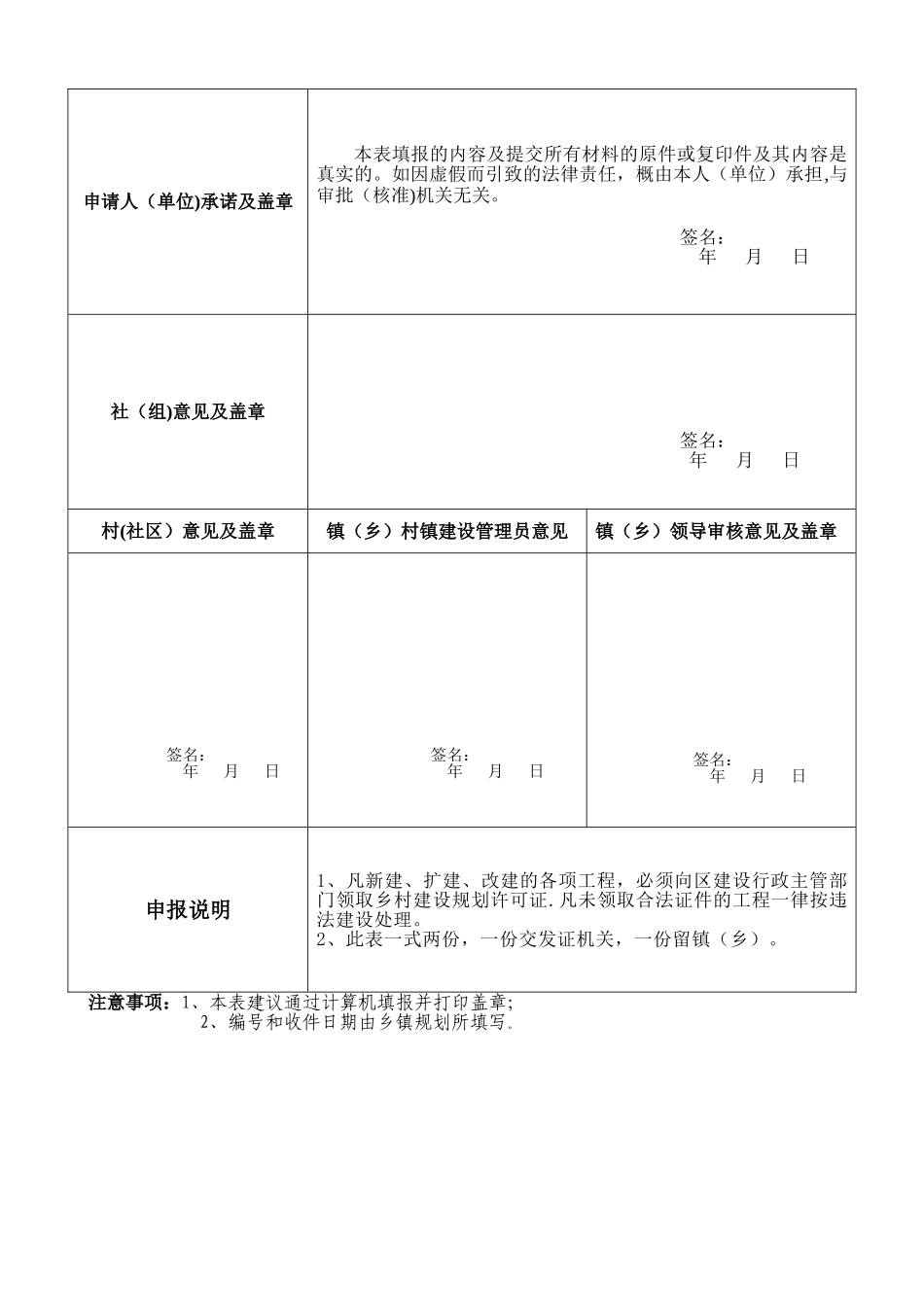 ☆乡村建设规划许可证申报审批表_第2页