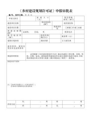 ☆乡村建设规划许可证申报审批表