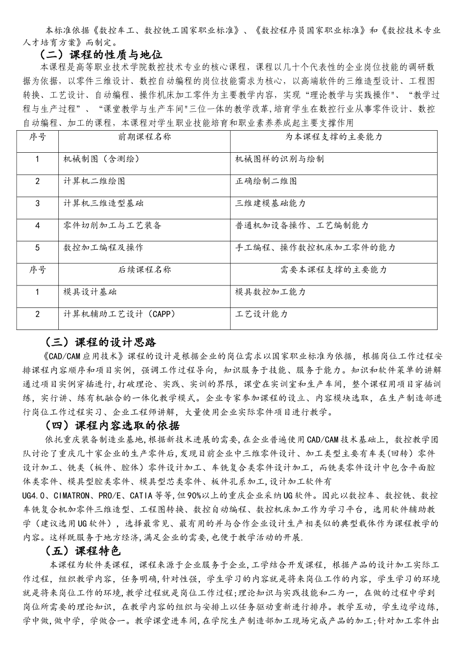 《CADCAM应用技术》课程标准_第2页
